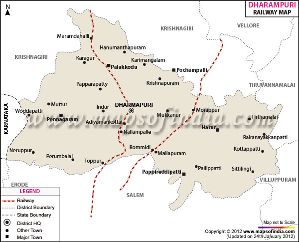 Railway Map of Dharmapuri
