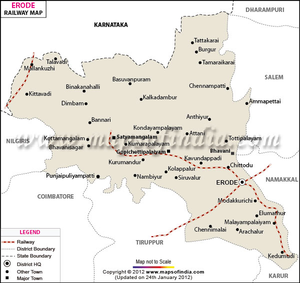 Railway Map of Erode
