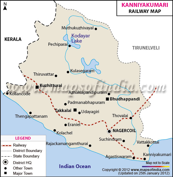 Railway Map of Kanniyakumari