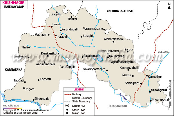 Railway Map of Krishnagiri