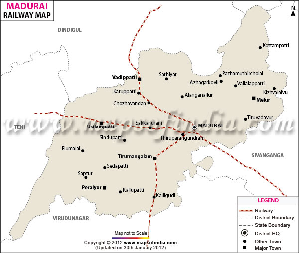 Railway Map of Madurai