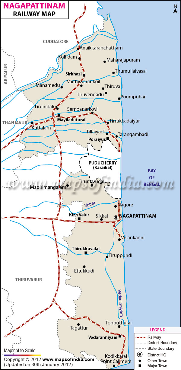 Railway Map of Nagapattinam