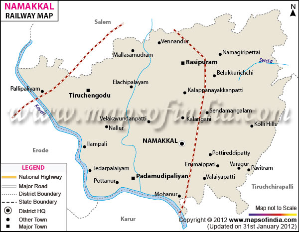 Railway Map of Namakkal