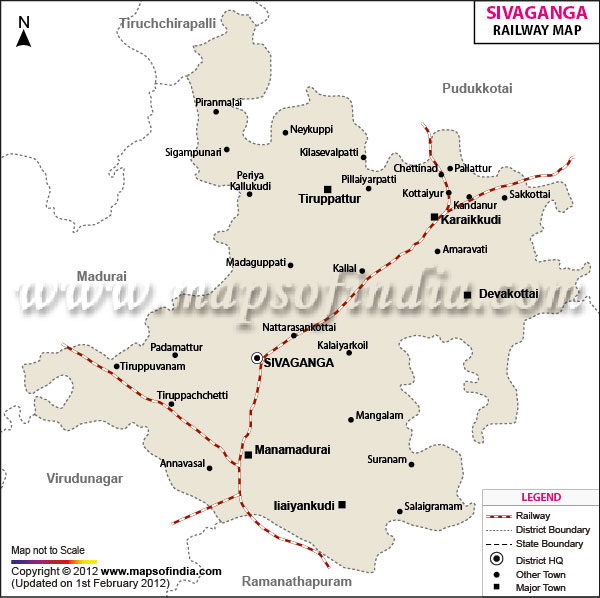 Railway Map of Sivaganga
