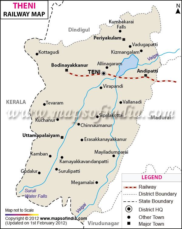 Railway Map of Theni