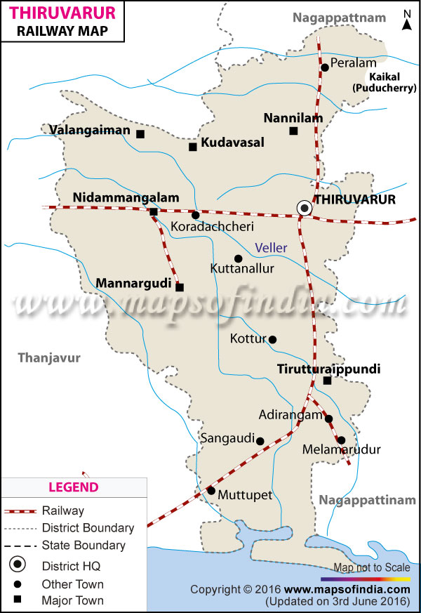 Railway Map of Thiruvarur
