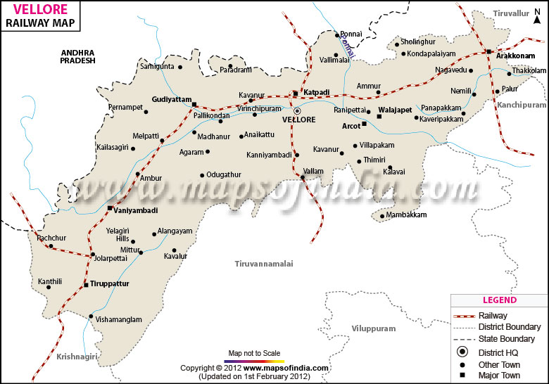 Railway Map of Vellore