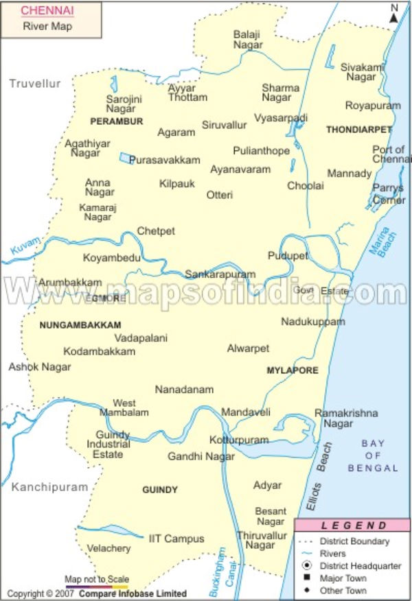 River Map of Chennai