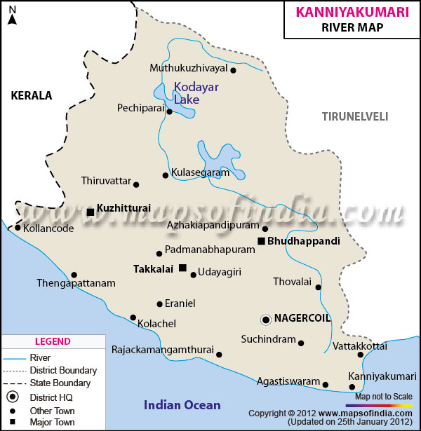 River Map of Kanniyakumari