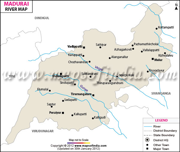 River Map of Madurai