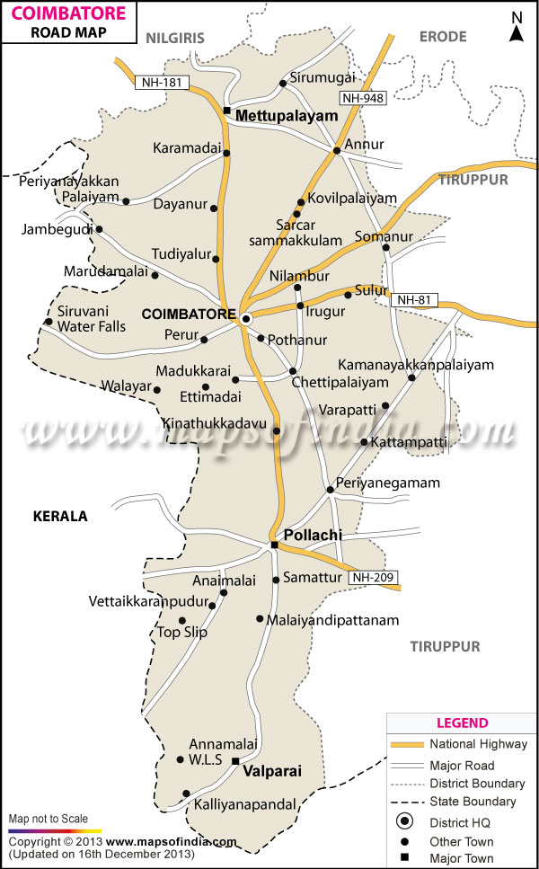 Road Map of Coimbatore