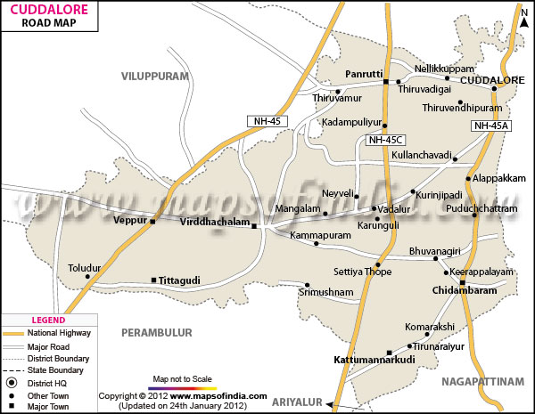 Road Map of Cuddalore