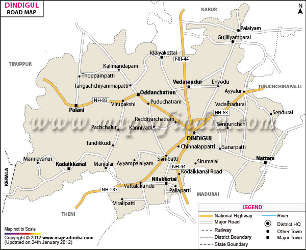 Road Map of Dindigul