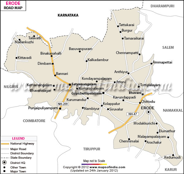 Road Map of Erode