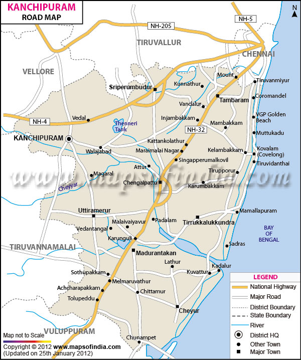 Road Map of Kanchipuram