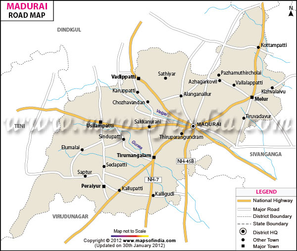 Road Map of Madurai