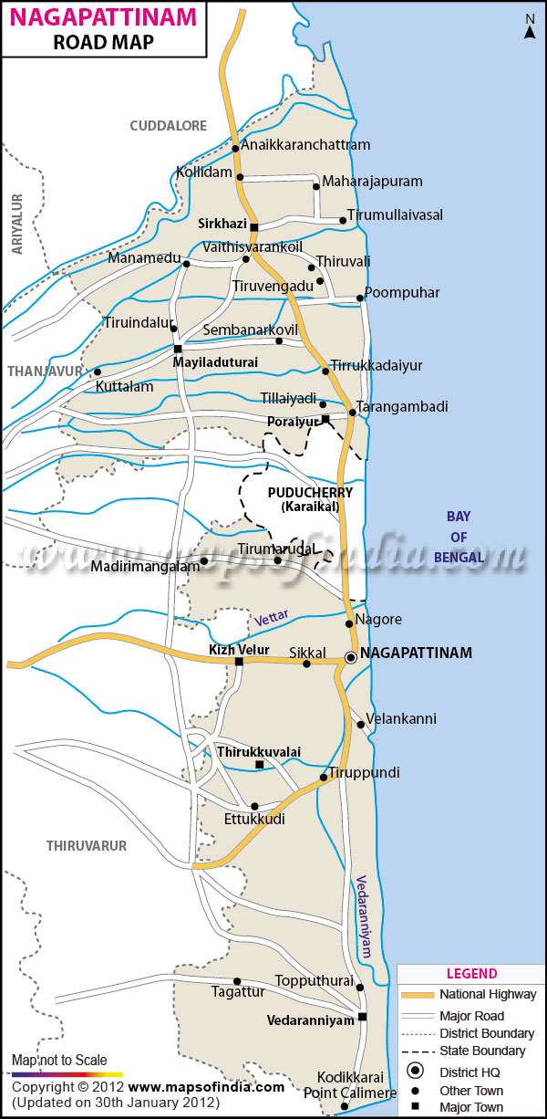 Road Map of Nagapattinam