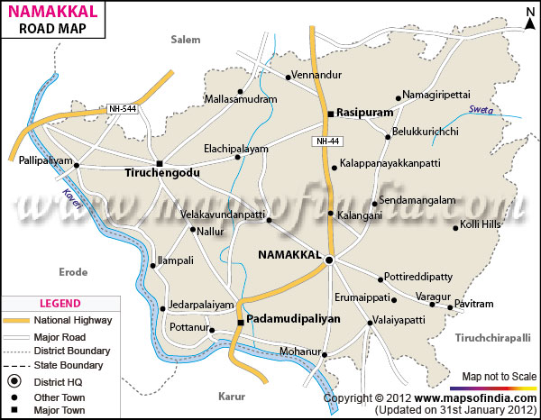 Road Map of Namakkal