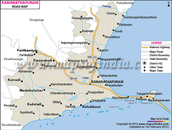 Road Map of Ramanathapuram