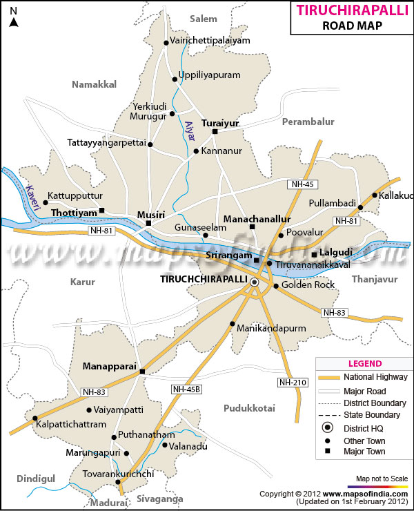 Road Map of Tiruchchirappalli