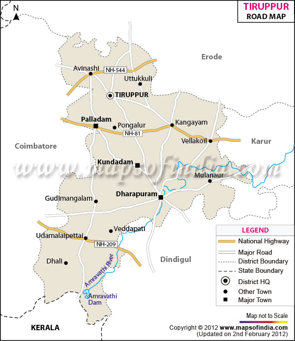 Road Map of Tiruppur