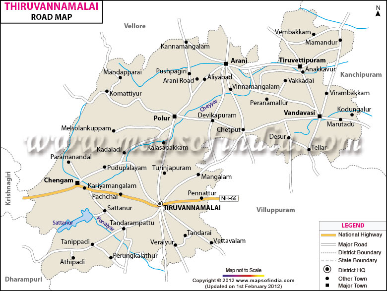 Road Map of Tiruvannamalai