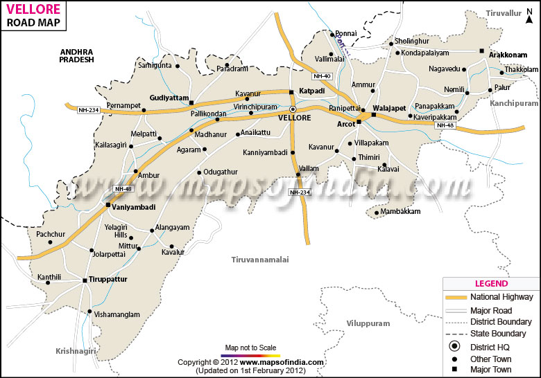 Road Map of Vellore