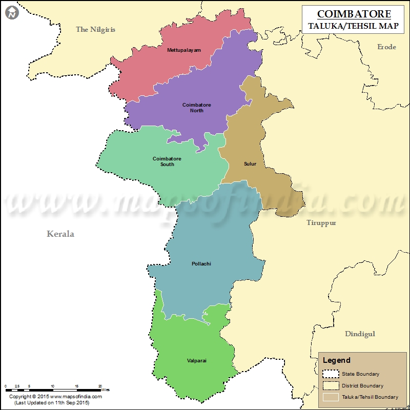 Tehsil Map of Coimbatore