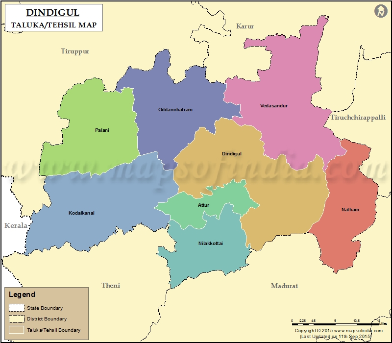 Tehsil Map of Dindigul