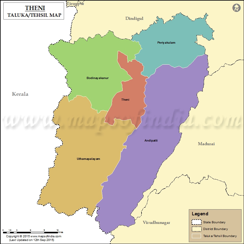 Tehsil Map of Theni