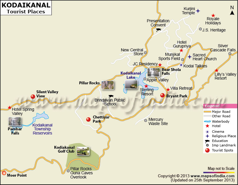Tourist Guide Map of Kodaikanal