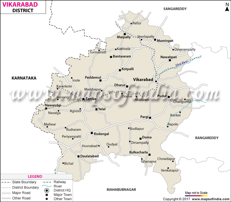 District Map of Vikarabad