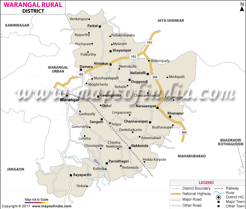 map of warangal city Warangal Rural District Map Telangana map of warangal city
