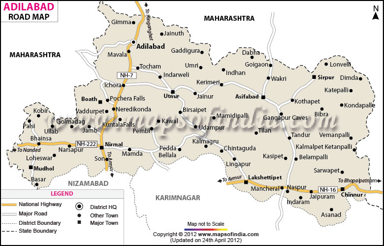 Road Map of Adilabad