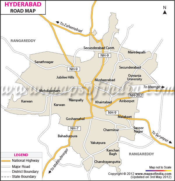 Road Map of Hyderabad