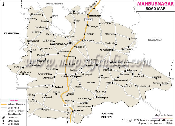 Road Map of Mahbubnagar