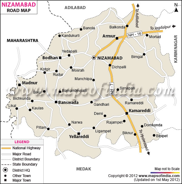Road Map of Nizamabad