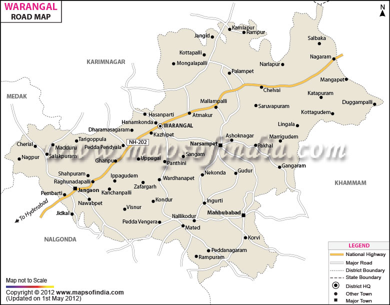 Road Map of Warangal
