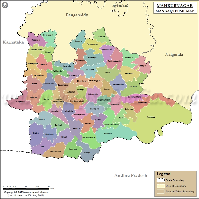Map of Mahbubnagar Tehsil