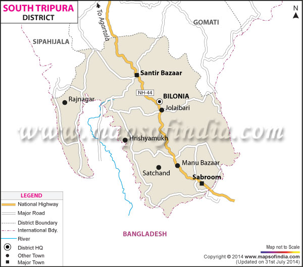 District Map of South Tripura 