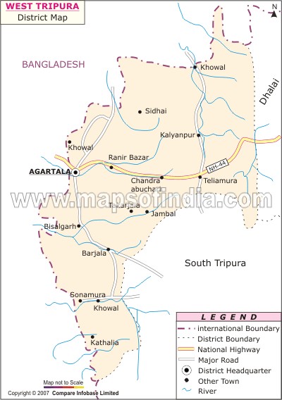 West Tripura Location Map