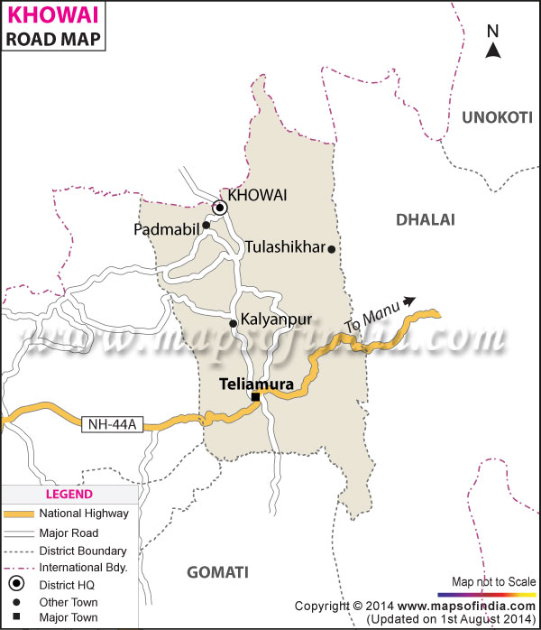 Road Map of Khowai