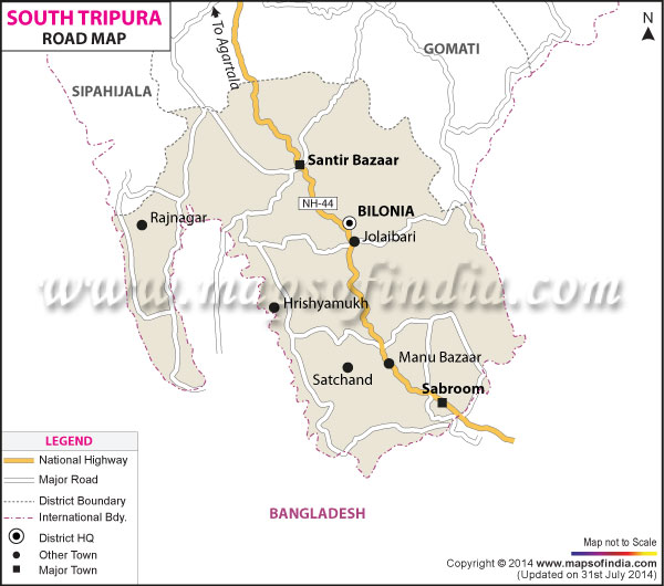 Road Map of South Tripura