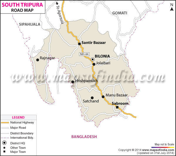 Road Map of South Tripura