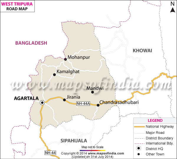 Road Map of West Tripura