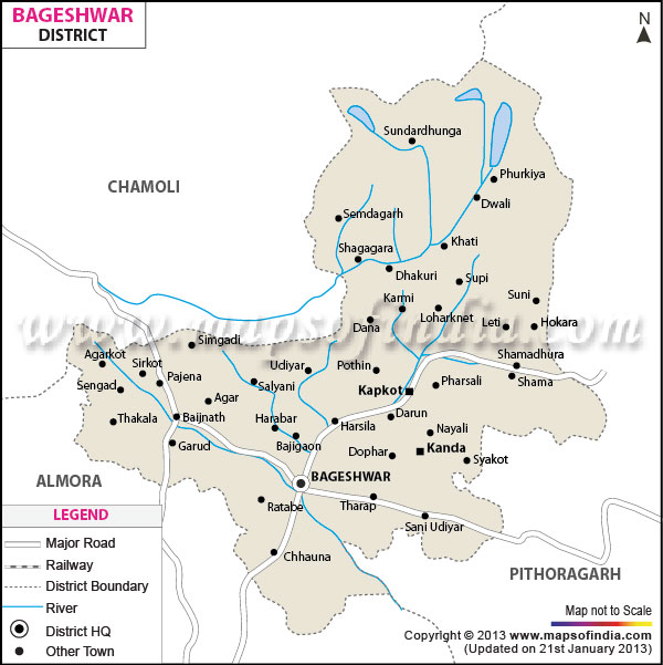 Bageshwar District Map