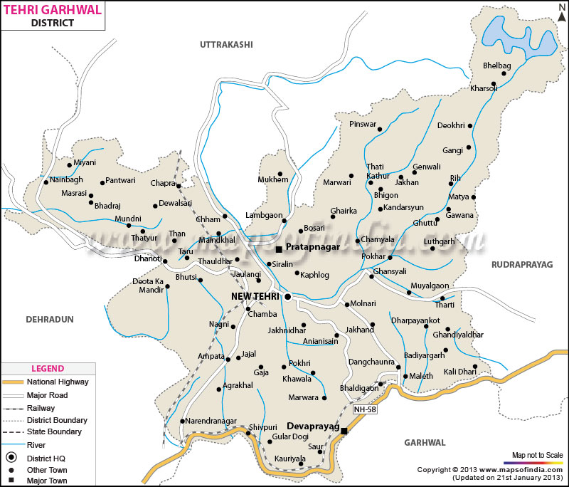 Tehri Garhwal District Map