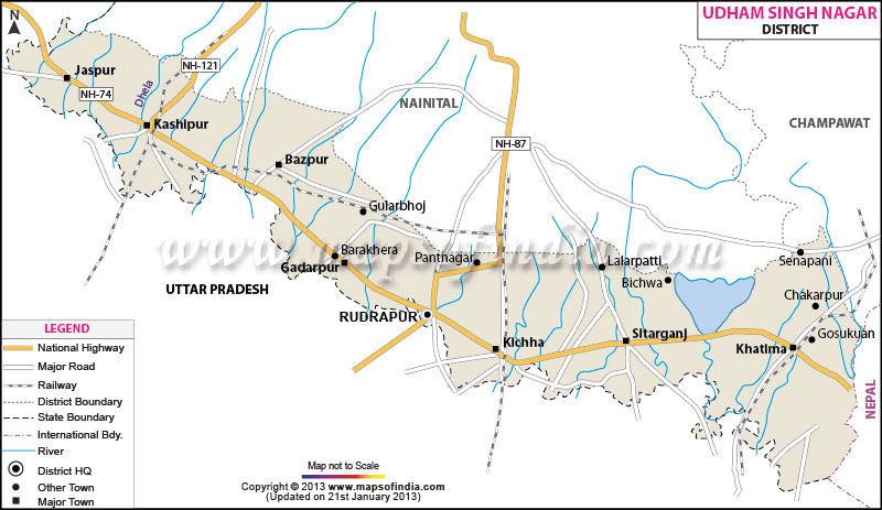 Udham Singh Nagar District Map