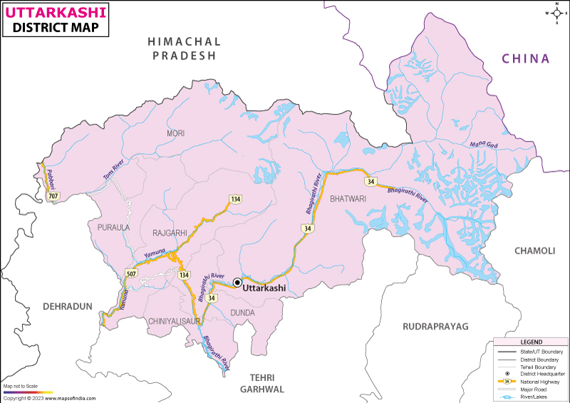 Uttarkashi District Map