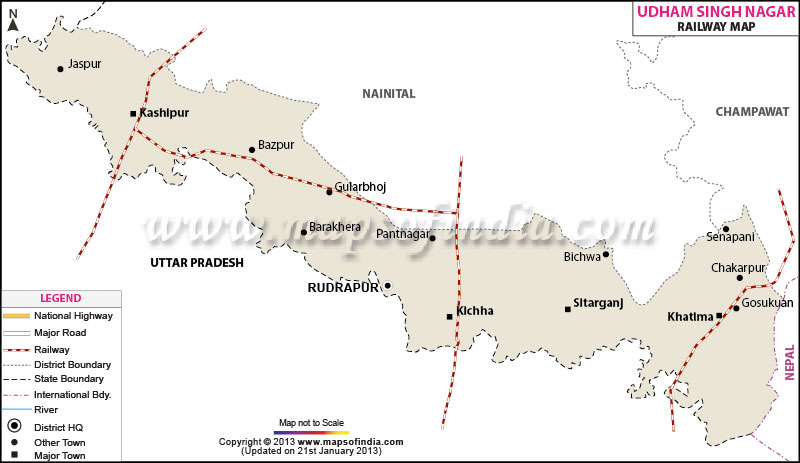 Railway Map of Udham Singh Nagar